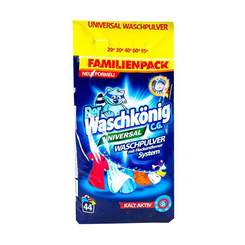 Уцінка! Пральний порошок Waschkonig Universal, 44 цикли прання, 3.036 кг